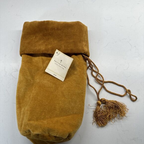 Pottery Barn Gold Velvet Wine Bag With Tags Holiday Hostess Party Gift - Picture 1 of 10